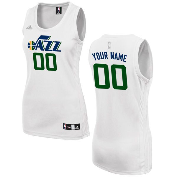 Women Utah Jazz Adidas White Custom Fashion NBA Jersey->customized nba jersey->Custom Jersey
